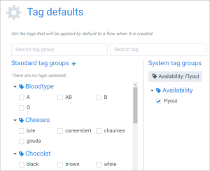 Tag Defaults tab for Settings